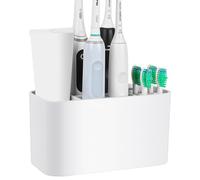 Linkidea Electric Tooth Brush Holder for Shower, Plastic Self Adhesive/Countertop Power Toothpaste Stand Organizer Compatible with Oral-B iO Series, Philip Sonicare ProtectiveClean