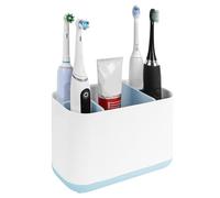 Linkidea Electric Tooth Brush Holder, Plastic Countertop 5 Slots Organizer for Power Toothbrush, Compatible with Oral-B iO Series, Philips Sonicare ProtectiveClean (White+Blue)