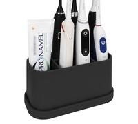 Linkidea Electric Toothbrush Holder, Silicone Countertop 5 Slots Electric Brush Stand Holder, Organizer Compatible with Oral-B DB4010, Pro 100 CrossAction, Spinbrush Pro (Black)