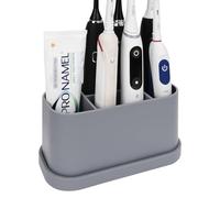 Linkidea Electric Toothbrush Holder, Silicone Tooth Brush Stand, Countertop 5 Slots Powered Brush Holder Organizer Compatible with DB4010, Pro 100 CrossAction, Spinbrush Pro (Grey)