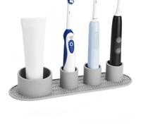 Linkidea Electric Toothbrush Holder, Silicone Tooth Brush Stand for Large Handle, Countertop 4 Slots Brush Organizer Compatible with Oral-B DB4010, Pro 100 CrossAction, Spinbrush Pro (Grey)