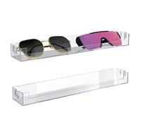 Linkidea Extra Large Acrylic Sunglasses Organizer Storage, 2 Pack Wall Mount Eyeglasses Display Holder Compatible with Persol Square/Rectangle RayBan New Wayfarer/Aviator Titanium
