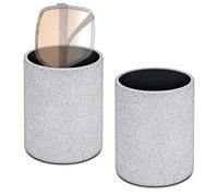 Linkidea Extra Large Sunglasses Desk Holder Stand, 2 Pack Silver Vegan Leather Sunwear Storage with Flock Lining, Eyeglasses Display Organizer Compatible with GUCC1 GG1556S/GG0418S/GG0713S/GG1546S