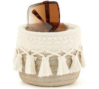 Linkidea Extra Large Sunglasses Desk Holder Stand Compatible with Extra Large Glasses, Brown Cotton Rope Eyewear Storage Desk Display Basket