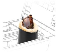 Linkidea Extra Large Sunglasses Stand Compatible with 3.5 Inch Car Cup Holder, Plush Lined Vegan Leather Eyewear Storage, Scratch Protection (Black)