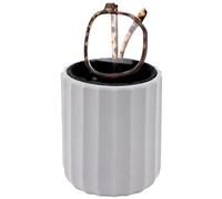 Linkidea Eyeglasses Desk Stand, Grey Soft Silicone Reading Glasses Holder with Black Plush Lined, Eyewear Display Case for Nightstand Office Desk Organizer