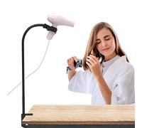 Linkidea Hands Free Blow Dryer Holder, Stainless Steel Grooming Dryer Hose Stand, Adjustable Hair Dryer Clamp Mount for Dog Pet Grooming Table Countertop (Black)