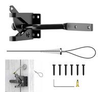 Linkidea Heavy Duty Gate Latch, Self Locking Gravity Latch with Adjustable Cable Pull for Easy Opening, Spring Loaded Fence Gate Lock for Garden, Pool, Yard, Metal & Wood Gates (Black)