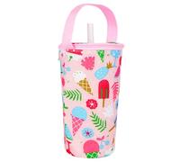 Linkidea Iced Coffee Cup Carrier Holder Compatible with Starbucks Venti and Trenta, Dunkin'Donuts, Oxford Cloth Drink Cooler Warmer Bag for 22oz - 32oz Coffee Beverage Drinks Cup, Pink