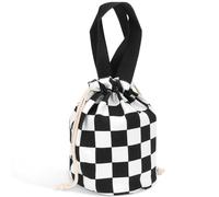 Linkidea Insulated Food Jar Storage Bag, Portable Drawstring Wrap with Hand Strap, Lunch Box Carrier for Food Can, Compatible with Thermos, Hydrapeak, Hydro Flask, Stanley (Black & White)