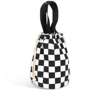 Linkidea Insulated Food Jar Storage Bag, Portable Drawstring Wrap with Hand Strap, Lunch Box Carrier for Food Can, Compatible with Thermos, Simple Modern, Stanley (Black & White)