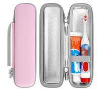 Linkidea Kids Electric Toothbrush Travel Case with Waterproof Lining, Portable Hard Shell Carrying Bag, Protective Storage Box Compatible with Philips Sonicare HX3601, Oral-B Battery (Pink)