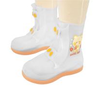 Linkidea Kids Waterproof Rain Boot Covers, Cute Bear Design, Anti-Slip Shoe Covers (Size L, Orange)