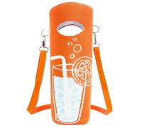 Linkidea Knit Water Bottle Carrier with Strap Compatible with IRON FLASK Classic Tumbler 20oz/24oz, Owala Travel Tumbler 24oz, Waterbottle Sling Bag Tumbler Holder, Shoulder Strap (Orange)