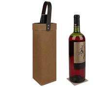 Linkidea Kraft Paper Wine Gift Bag with Protective Liner, Reusable Wine Bottle Tote for Single Bottle, Liquor Flask Carrier for Party Wedding, Holiday Gifts (Brown)