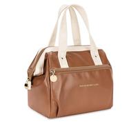 Linkidea Lunch Bag for Women, Portable Lunch Tote with Strap and Zipper, Insulated Lunch Box Fits Work or Travel, Compatible with Amathley, Lovina Lunch Boxes (Brown)
