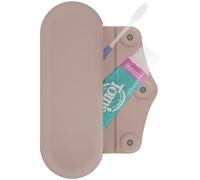 Linkidea Manual Toothbrush Travel Case with Magnetic Snap, Compatible with Colgate ExtraClean, Oral-B CrossAction, Silicone Toothpaste Carrying Bag, Portable Protective Storage Box (Khaki)