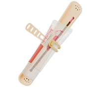 Linkidea Manual Toothbrush Travel Case with Strap for Toothpaste, Silicone Brush Container, Protective Storage Compatible with Oral-B CrossAction, Colgate 360 Optic White Advanced (Beige)
