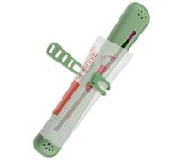 Linkidea Manual Toothbrush Travel Case with Strap for Toothpaste, Silicone Brush Container, Protective Storage Compatible with Oral-B CrossAction, Colgate 360 Optic White Advanced (Green)
