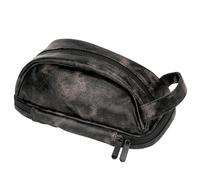 Linkidea Men's Shaver Bag, Travel Razor Storage with Bottom Wet Compartment, Water-Resistant Bathroom Wash Bag & Shaving Organizer for Grooming Essentials (Black, Bag Only)