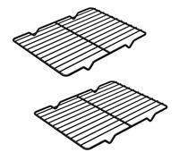 Linkidea Metal Grate Cooling Rack Pack of 2, Stainless Steel Baking Cooling Rack Rectangle 7.8'' x 10.2'', Oven Safe Grid Wire Racks for Roasting Disposable Pan (Black)
