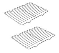 Linkidea Metal Grate Cooling Rack Pack of 2, Stainless Steel Baking Cooling Rack Rectangle 7.8'' x 10.2'', Oven Safe Grid Wire Racks for Roasting Disposable Pan (Silver)