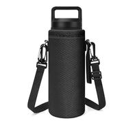 Linkidea Neoprene Water Bottle Carrier with Strap Compatible with YETI Rambler Bottle 18oz/26oz, Yonder 25oz, Insulated Waterbottle Sling Bag with Shoulder Strap, Black