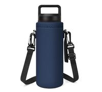 Linkidea Neoprene Water Bottle Carrier with Strap Compatible with YETI Rambler Bottle 18oz/26oz, Yonder 25oz, Insulated Waterbottle Sling Bag with Shoulder Strap, Navy Blue