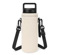 Linkidea Neoprene Water Bottle Carrier with Strap Compatible with YETI Rambler Bottle 18oz/26oz, Yonder 25oz, Insulated Waterbottle Sling Bag with Shoulder Strap, Off White