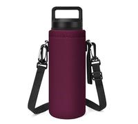 Linkidea Neoprene Water Bottle Carrier with Strap Compatible with YETI Rambler Bottle 18oz/26oz, Yonder 25oz, Insulated Waterbottle Sling Bag with Shoulder Strap, Wine Red