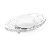 Linkidea Oval Glass Soap Dish with Pebble Design, Countertop Soap Saver for Shower, Bathroom (Clear)