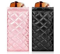 Linkidea Oversized Sunglasses Pouch, 2 Pack Large Frame Glasses Pouch for Sunglass, Eyeglasses Travel Bag Compatible with Rayban New Wayfarer Persol Square/Rectangle, Various Brand Models