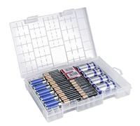 Linkidea Plastic Battery Organizer Case for AA/AAA/C/D/9V, Storage Box Holds 29 Batteries with Dividers, Portable for Home & Outdoor (Clear)