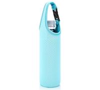 Linkidea Plastic Bottled Water Sleeve with Carry Strap Compatible with 16.9/20 Fl Oz Lifewtr, Smartwater, Portable Disposable Water Bottle Cover Holder for Outdoor, Light Blue
