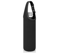 Linkidea Plastic Bottled Water Sleeve with Carry Strap Compatible with 16.9/20 Fl Oz Lifewtr, Smartwater, Portable Disposable Water Bottle Cover Holder for Outdoor, Black