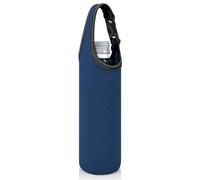 Linkidea Plastic Bottled Water Sleeve with Carry Strap Compatible with 16.9/20 Fl Oz Lifewtr, Smartwater, Portable Disposable Water Bottle Cover Holder for Outdoor, Navy Blue