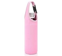 Linkidea Plastic Bottled Water Sleeve with Carry Strap Compatible with 16.9/20 Fl Oz Lifewtr, Smartwater, Portable Disposable Water Bottle Cover Holder for Outdoor, Pink