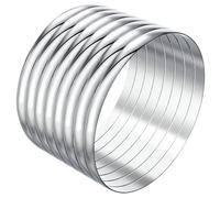 Linkidea Plus Size Bangle Bracelets for Women, Set of 8 Stainless Steel Extra Large Round Silver Wrist Bangles, 8.6 Inches (L)