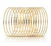 Linkidea Plus Size Bangle Bracelets Set for Women, Set of 14 Stainless Steel Irregular Stacked Round Golden Bangles, 8.6 Inches, Large