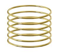 Linkidea Plus Size Bangle Bracelets Set for Women, Set of 6 Stainless Steel Extra Large Round Golden Bangles Fashion Accessories, 8.6 Inches (L)