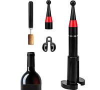 Linkidea Portable Wine Bottle Opener with Air Pressure Cork Remover & Built-in Foil Cutter, Premium Wine Accessory for Enthusiasts, Sommeliers (Black)