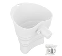 Linkidea Silicone Pouring Shield for Stand Mixer, Flexible Foldable Funnel Splash Guard Attachment, Kitchen Mixing Bowl Spout, Compatible with KitchenAid Artisan Ksm150 5QT (White)