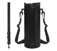 Linkidea Slim Water Bottle Carrier with Shoulder Strap Compatible with Hydro Flask Standard Mouth 18/21/24oz, Iron Flask, Hard Base Waterbottle Sling Bag Holder, Black