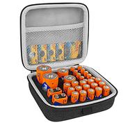 Linkidea Small Hard Case Battery Organizer Storage Box, Batteries Carrying Holder Container - Holds 34 Various Sizes AA AAA 9V C D Batteries (Dark Grey)