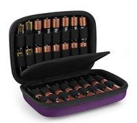 Linkidea Small Hard Case Battery Organizer Storage Box, Portable Holder and Carrying Container for 32 AA AAA Cells, Compact Travel Storage Case (Purple)