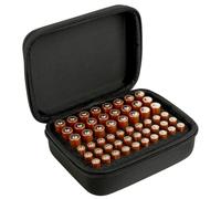 Linkidea Small Hard Case Battery Organizer Storage Box, Portable Holder and Carrying Container for 54 AA AAA Cells, Compact Travel Storage Case (Black)
