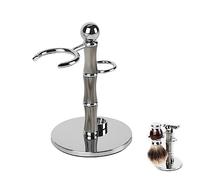 Linkidea Stainless Steel Razor Stand and Brush Holder with Non-Slip Base, Creative Bamboo Style Safety Shaver Organizer Compatible with Vikings Blade Chieftain, Odin (Grey)