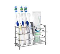 Linkidea Stainless Steel Toothbrush Holder Stand for Shower, Bathroom, Wall Mount/Countertop 7 Slot Organizer for Manual Toothbrush, Compatible with Colgate Extra Clean, Oral-B CrossAction