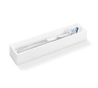 Linkidea Toothbrush Holder with Diatomite Drying Stone, Acrylic Bathroom Drawer Organizer with Draining Hole for Tooth Brush, Compatible with Colgate Extra Clean, Oral-B CrossAction (White)