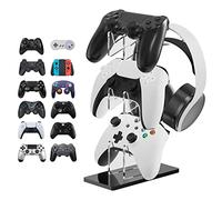 Linkidea Universal 3-Tier Controller Stand and Headset Stand Compatible with PS5, PS4, Switch Pro, Xbox Controllers Gaming Accessories Crystal Texture (Black)